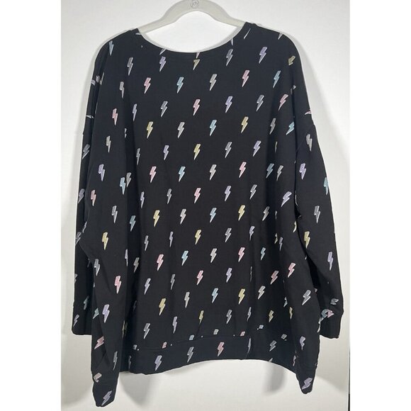 TORRID lightning bolt colorful black crewneck sweatshirt sz 4(4X) California - Picture 2 of 6